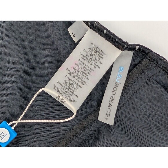 Bleu Rod Beattie Tankini Top Womens 10 Black Halter Metallic Contrast Ruched - Picture 6 of 13